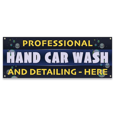 Signmission Professional Car Wash and Detailing Here Banner Concession Stand Food Truck Single Sided B-30137
